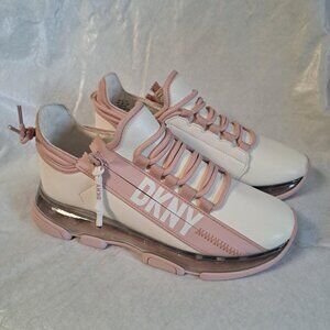 DKNY TOKYO LACE UP ZIP SNEAKERS SHOES WHITE PINK BRAND NEW SIZE 6